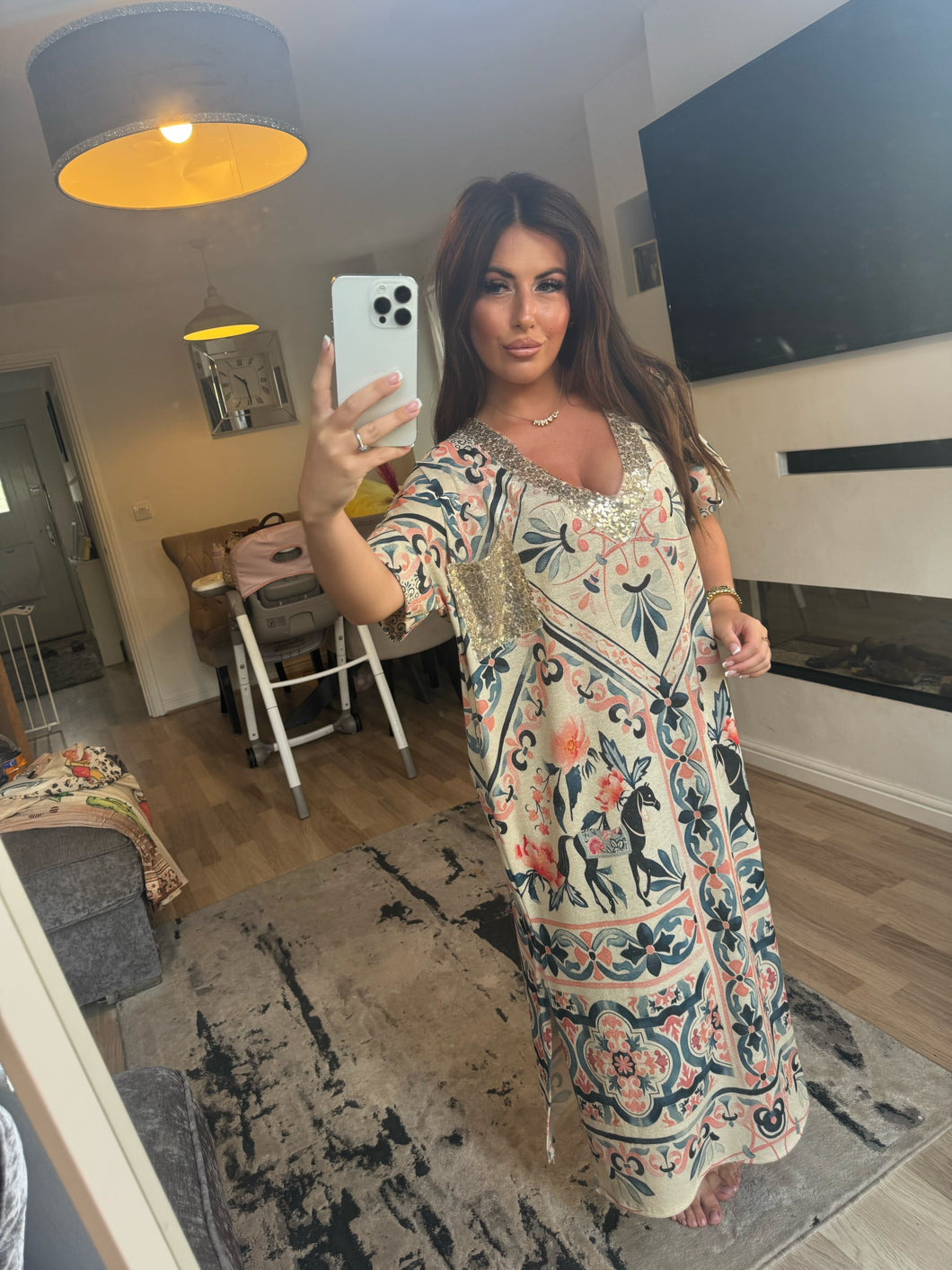Pattern sequin lurex dress