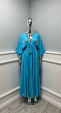 Load image into Gallery viewer, Maxi boho gold embroidered dress
