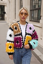 Load image into Gallery viewer, Black handmade crochet fluffy premium cardigan
