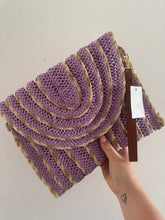 Load image into Gallery viewer, Lilac &amp; gold clutch summer bag
