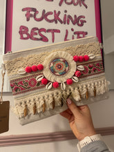 Load image into Gallery viewer, Pom Pom boho clutch bag
