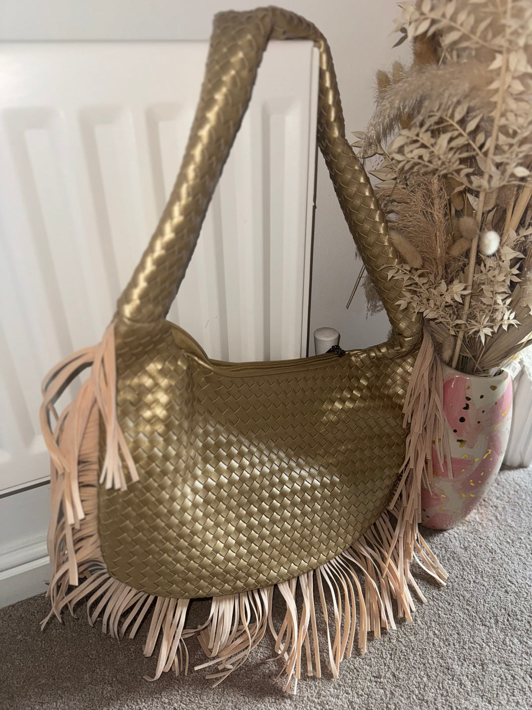 Gold tassle shoulder bag