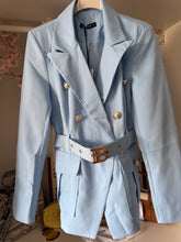 Load image into Gallery viewer, Blue B belted blazer

