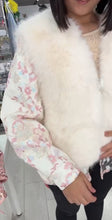 Load image into Gallery viewer, Cream faux fur gillet with sequin sleeves
