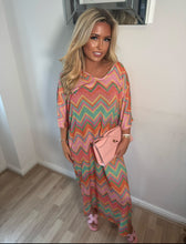 Load image into Gallery viewer, Orange zigzag lurex dress
