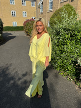 Load image into Gallery viewer, Yellow cut out trouser luxe co ord
