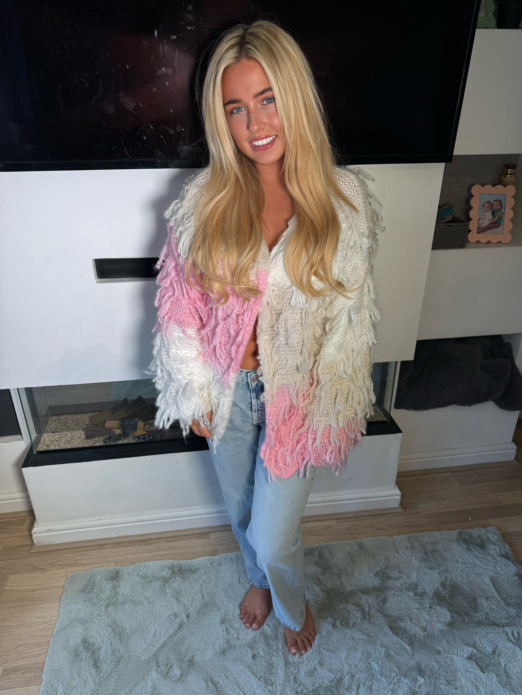 Pink loopy cardigan