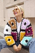 Load image into Gallery viewer, Black handmade crochet fluffy premium cardigan
