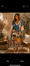 Load image into Gallery viewer, Blue beach lace lurex maxi dress
