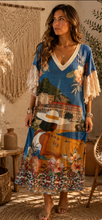 Load image into Gallery viewer, Blue beach lace lurex maxi dress
