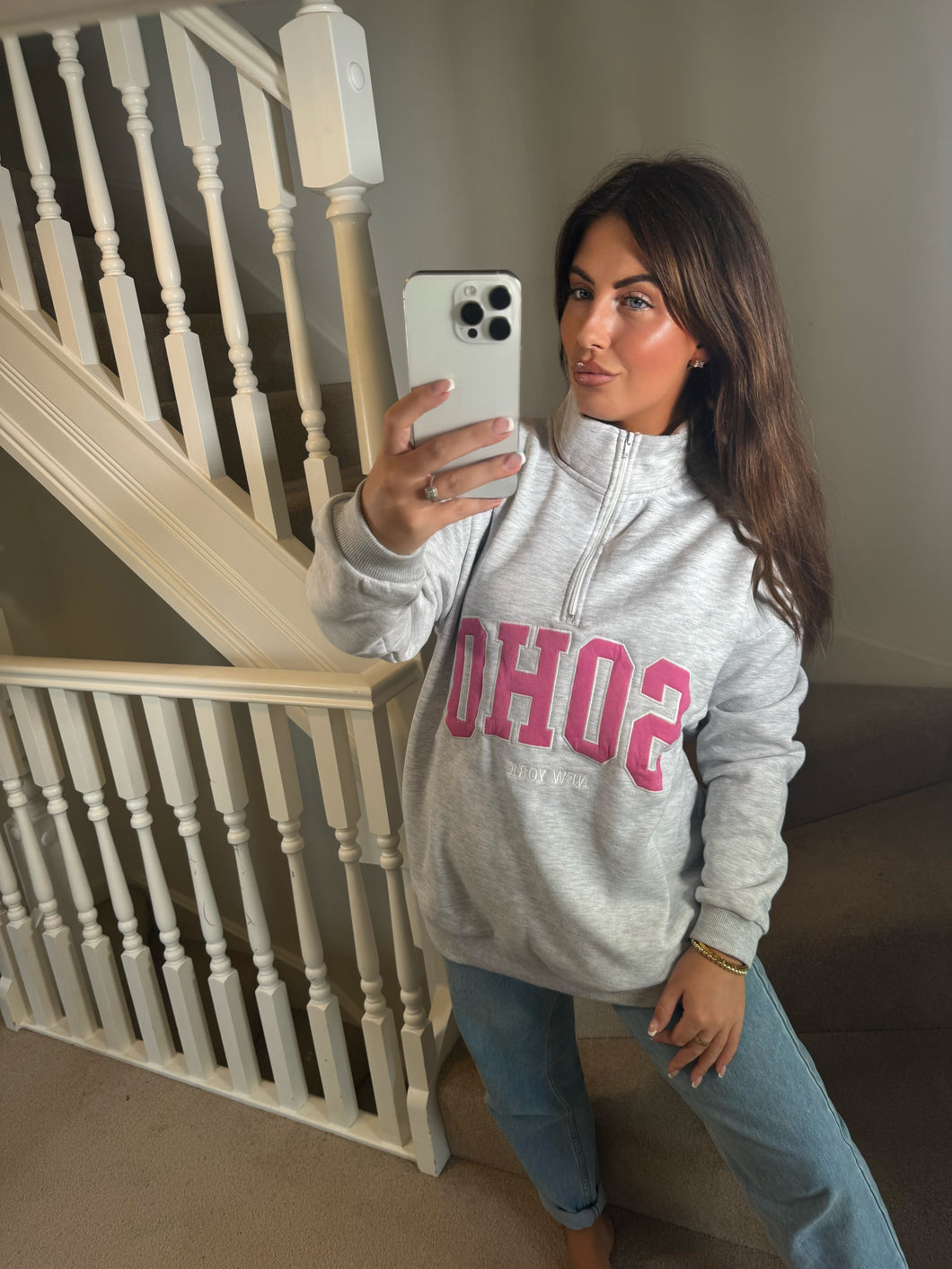 Grey soho zip up 3/4 jumper