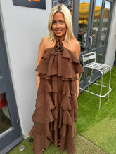 Load image into Gallery viewer, Brown ruffle gown dress
