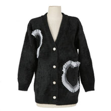 Load image into Gallery viewer, Black heart fluffy cardigan
