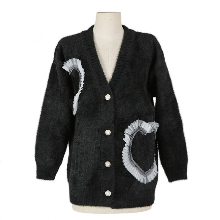 Black heart fluffy cardigan