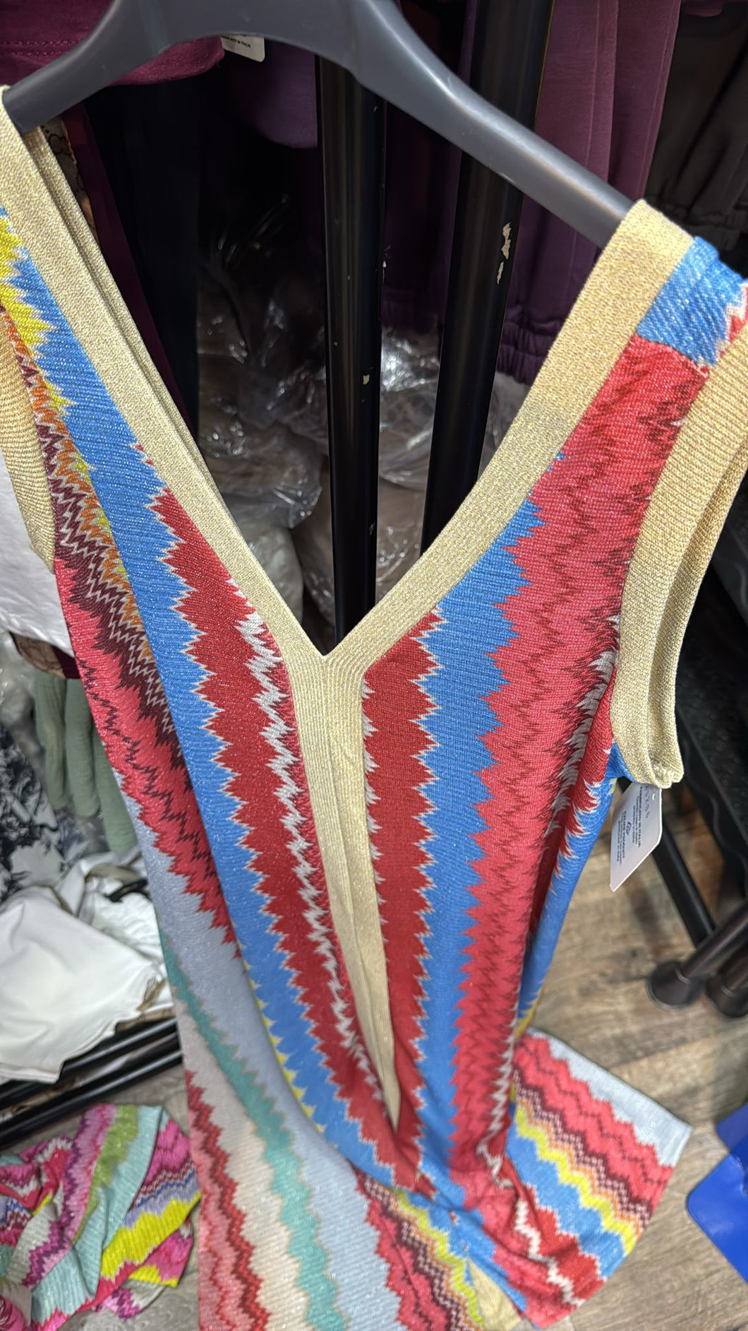 Blue zigzag dress lurex