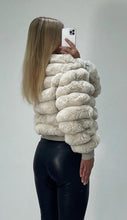 Load image into Gallery viewer, Cream faux fur cardigan jacket
