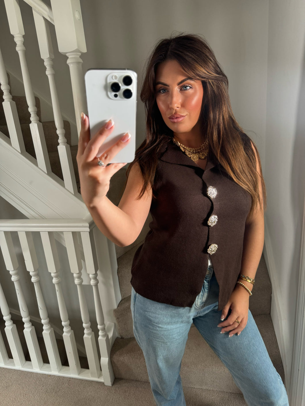 Choclate gold top jumper