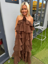 Load image into Gallery viewer, Brown ruffle gown dress
