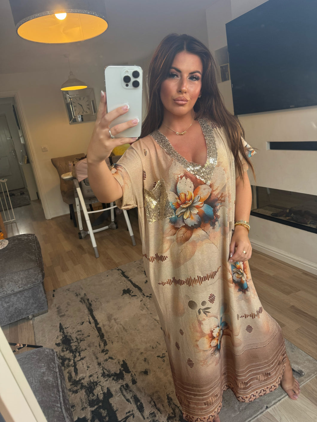 Flower sequin lurex dress