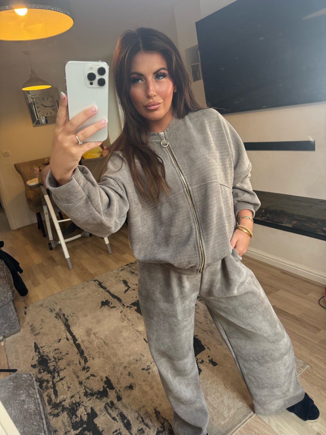 Light Grey cord zip up tracksuit