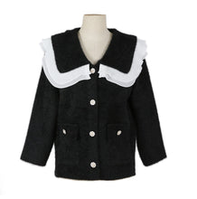 Load image into Gallery viewer, Black fluffy collar cardigan
