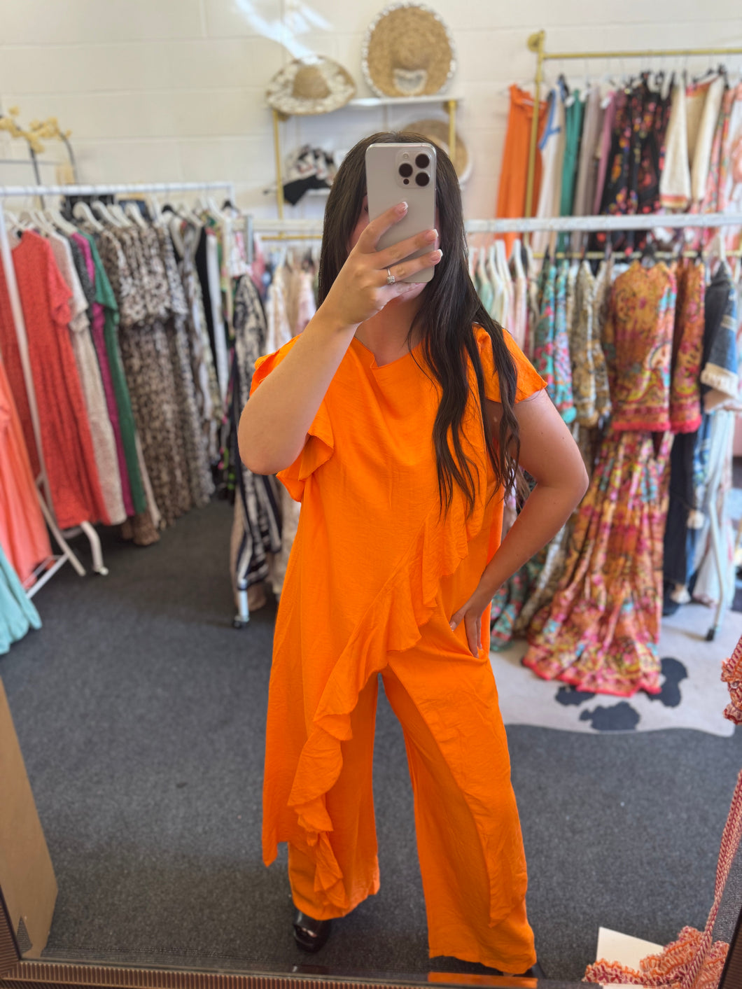 Orange ruffle co ord set