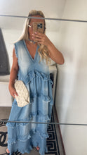 Load image into Gallery viewer, Light Denim ruffle summer dress
