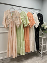 Load image into Gallery viewer, Maxi boho gold embroidered dress
