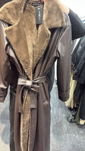 Load image into Gallery viewer, Brown faux leather trench coat

