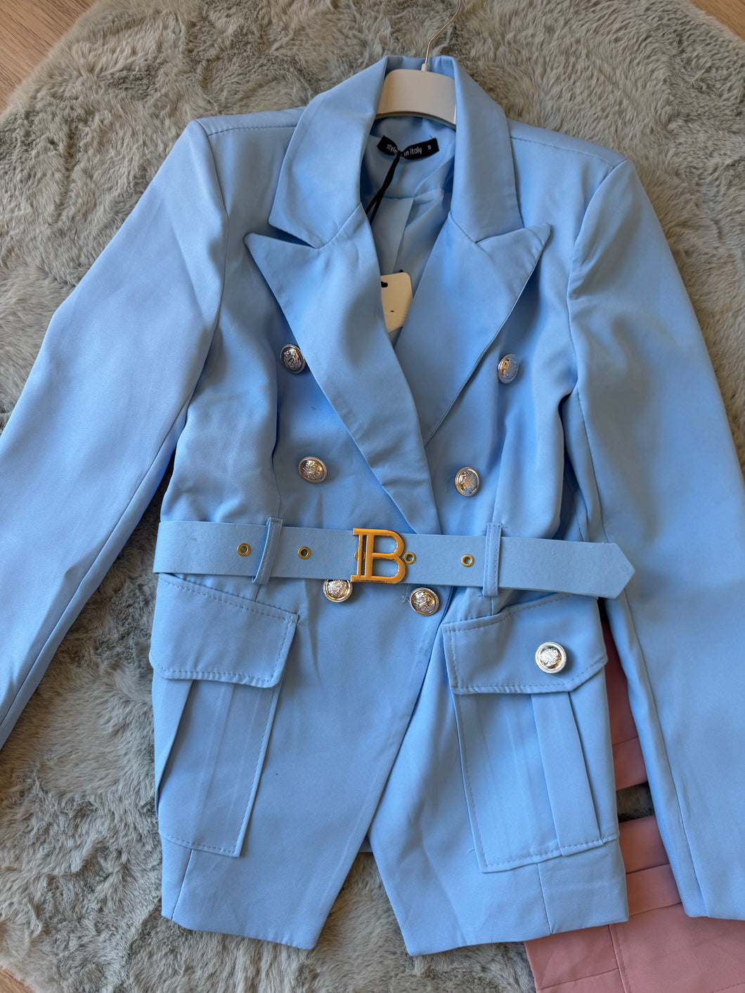Blue B belted blazer