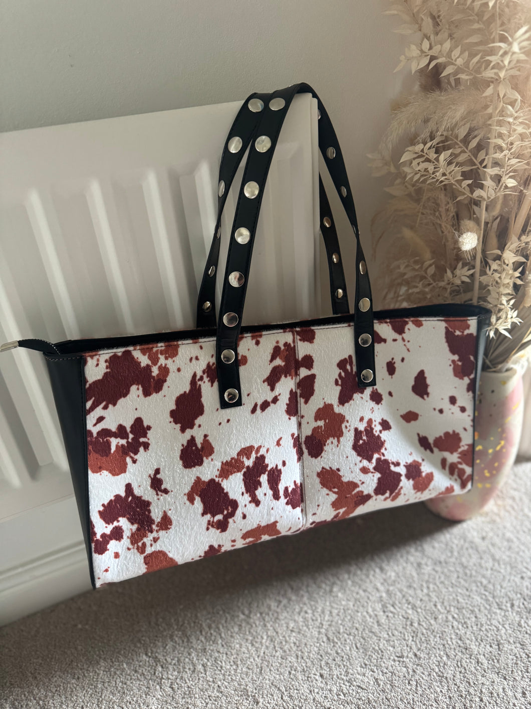 Long cow print handbag