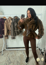 Load image into Gallery viewer, Taupe faux fur luxury coat
