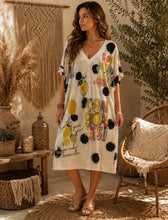 Load image into Gallery viewer, Polka dot lemon curve midi dress
