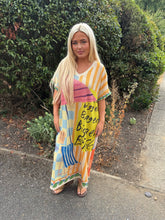 Load image into Gallery viewer, Bigger bigger lurex slogan maxi dress
