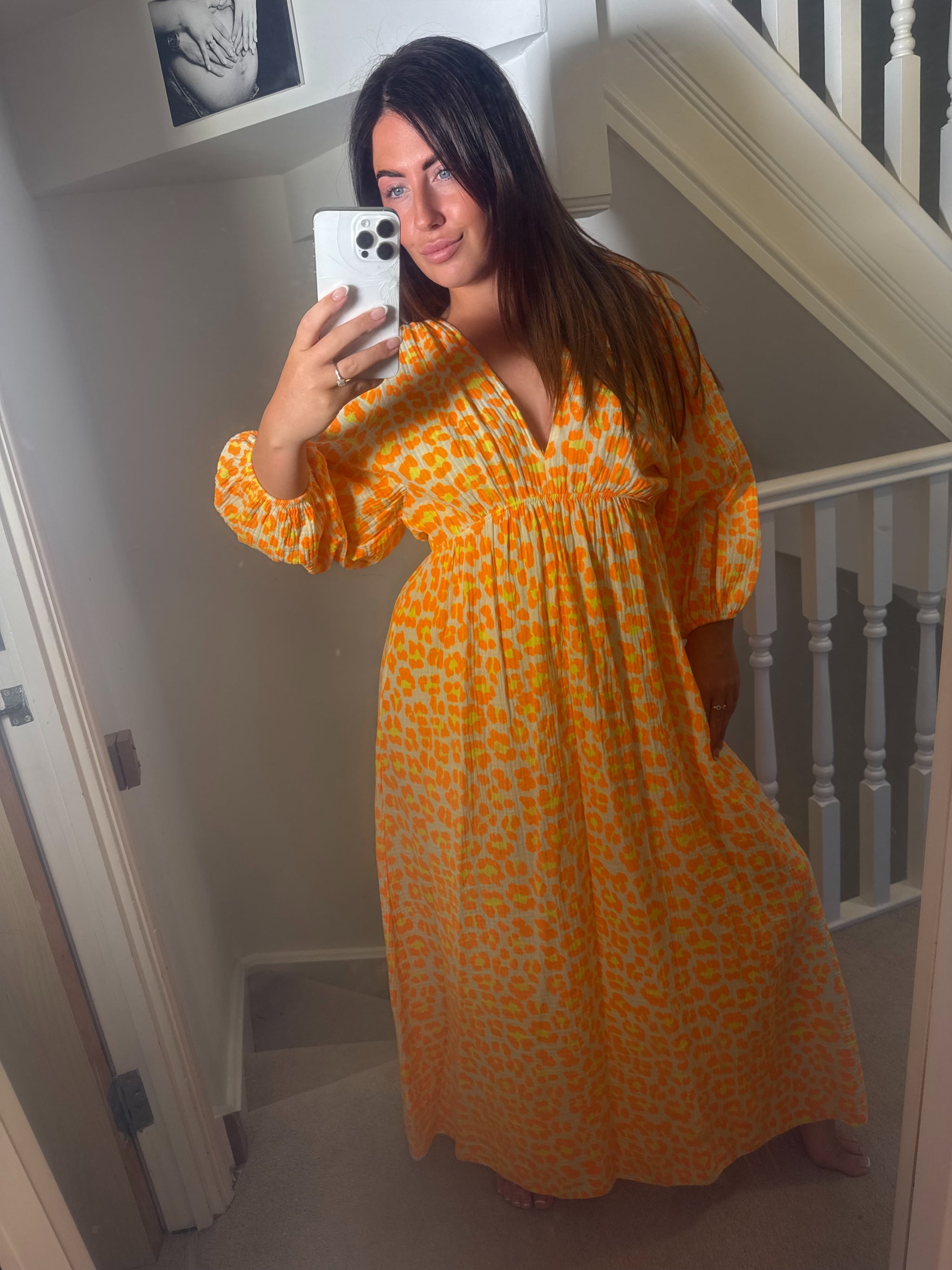 orange cheesecloth dress Baukjen Orange Bella Cheesecloth Midi Dress
