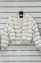 Load image into Gallery viewer, Cream faux fur cardigan jacket
