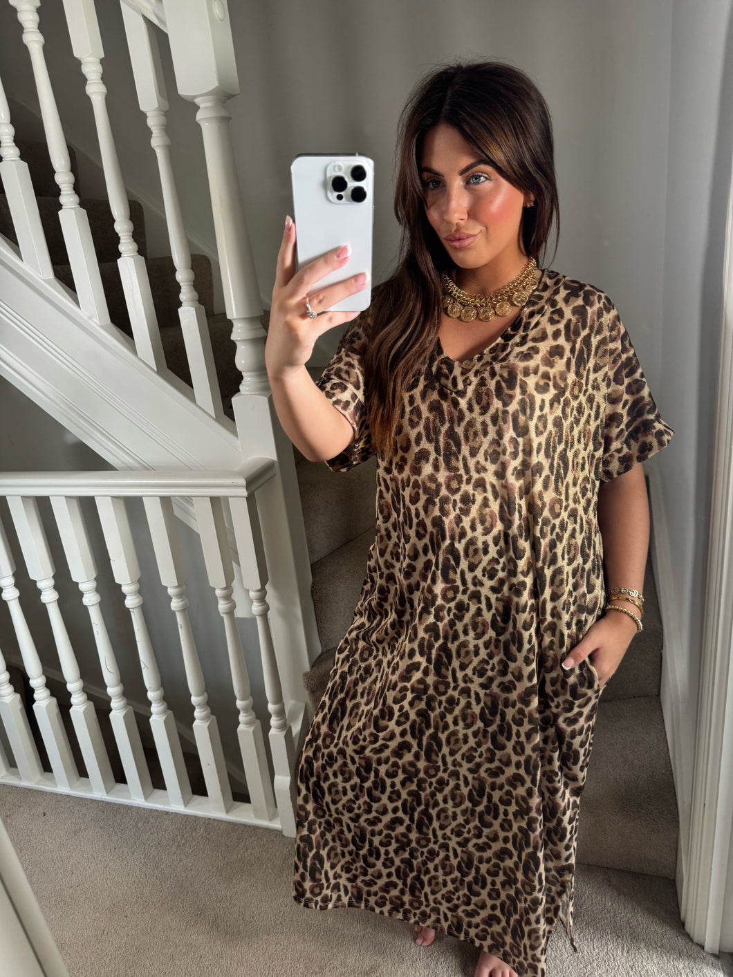 Lurex leopard maxi dress