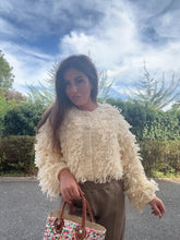 Load image into Gallery viewer, Crop loopy cream cardigan
