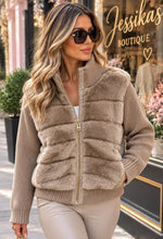 Load image into Gallery viewer, faux fur zip up cardigan
