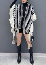 Load image into Gallery viewer, Black zigzag poncho
